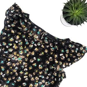 Attention Black Short Sleeve Blouse